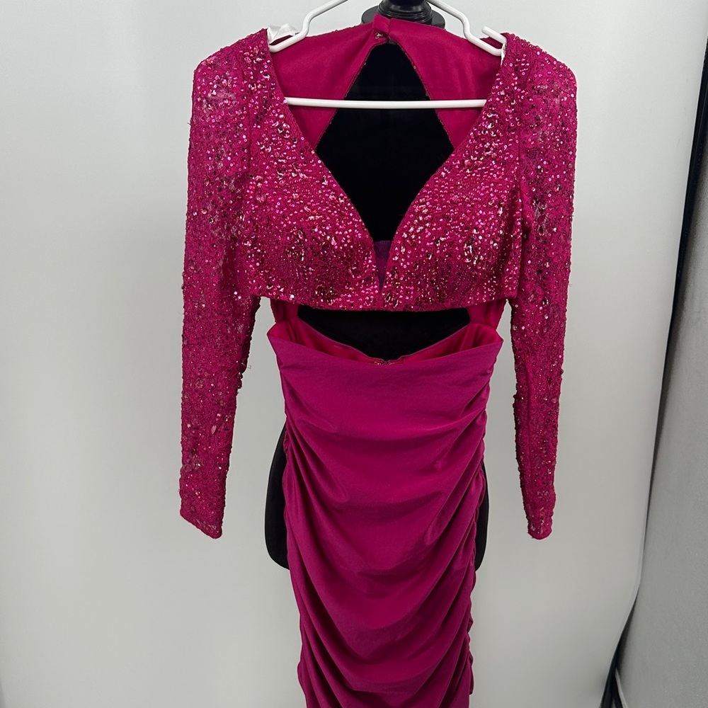 Rachel Allan dress homecoming Elegant hot Pink magenta Sequin Women's size 4